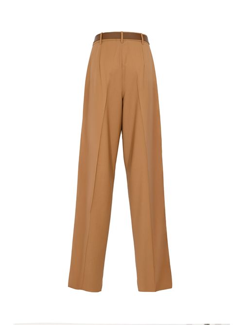 Pantalone Bergamo in tela di lana con cintura effetto pelle MAX MARA STUDIO | 2526136061600026